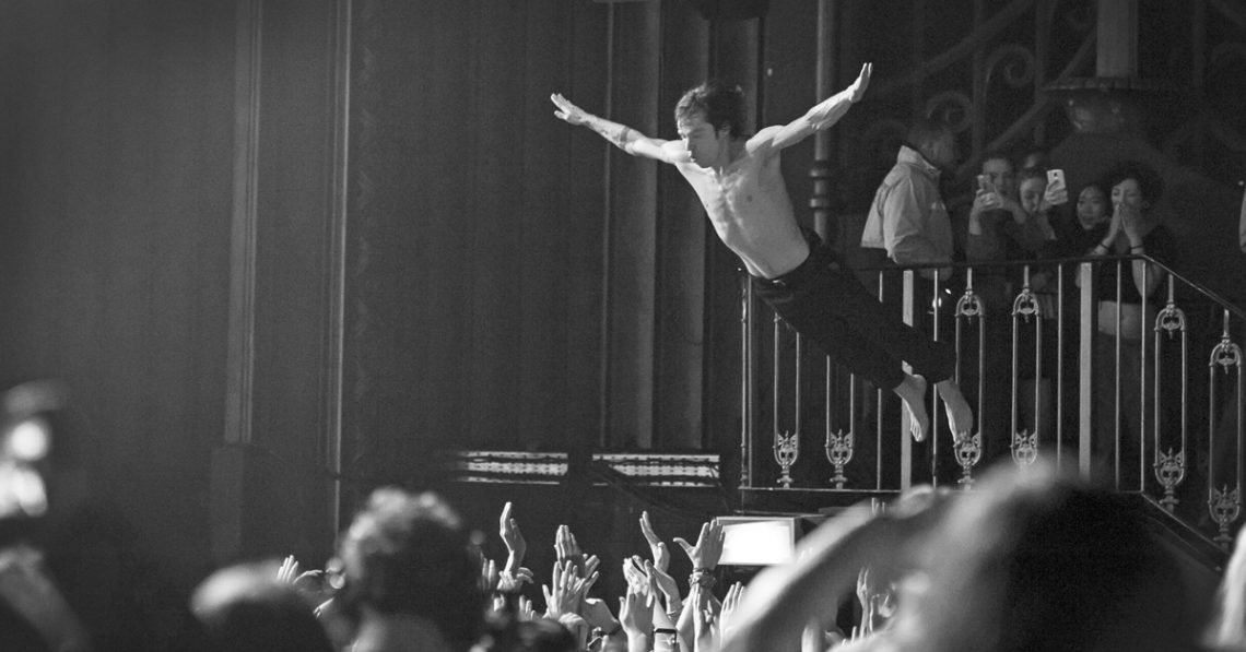 Cage The Elephant's Matt Shultz diving into the crowd at their gig in London in 2016.